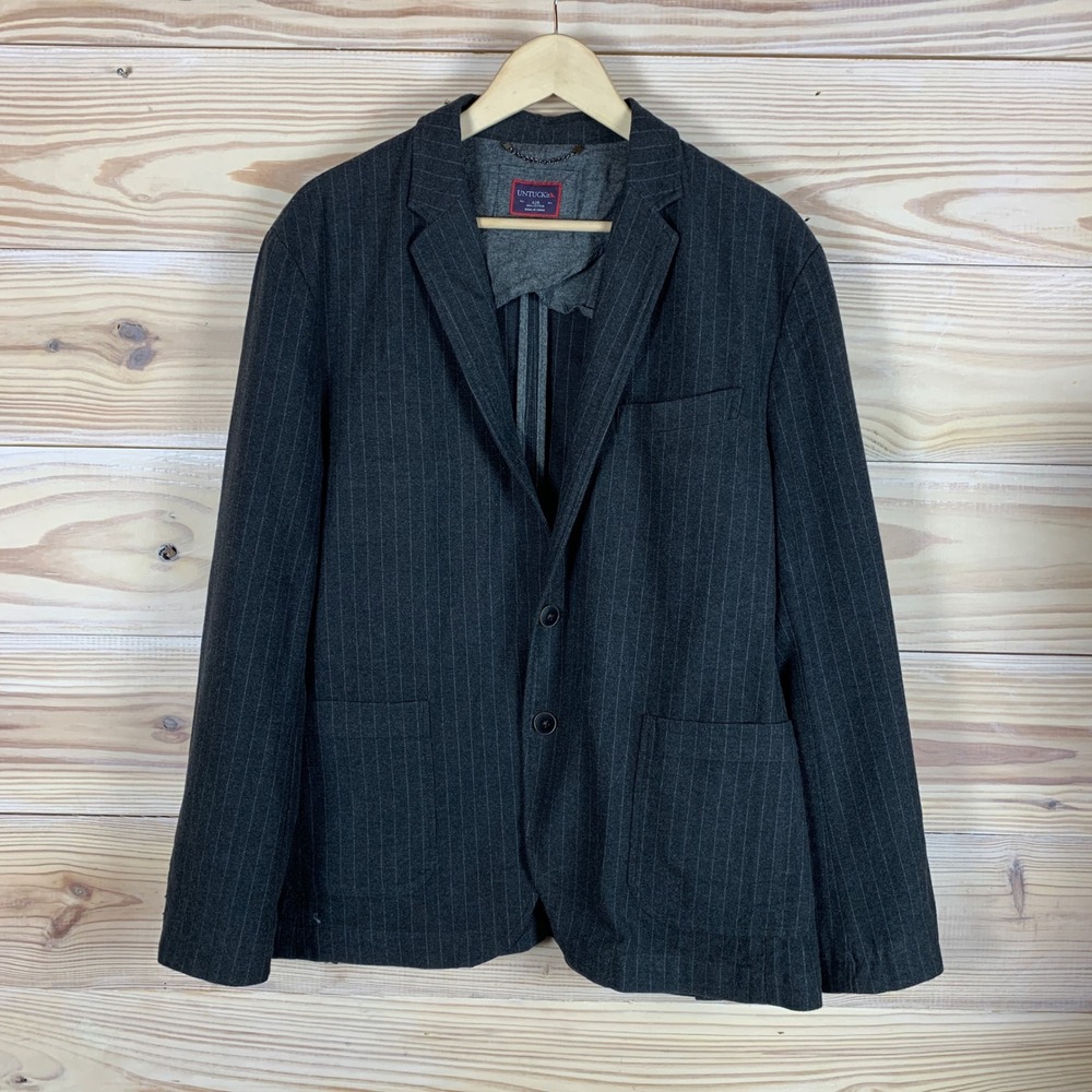 UNTUCKit Blazer Mens 42R Charcoal Pinstripe Cotton Soft Construction Sport‎ Coat